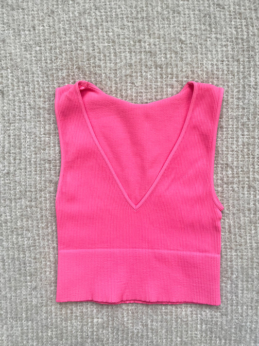 Sofia Cropped Seamless Tank - Pink