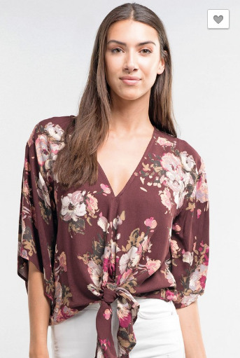 Printed Kimono Sleeve Top