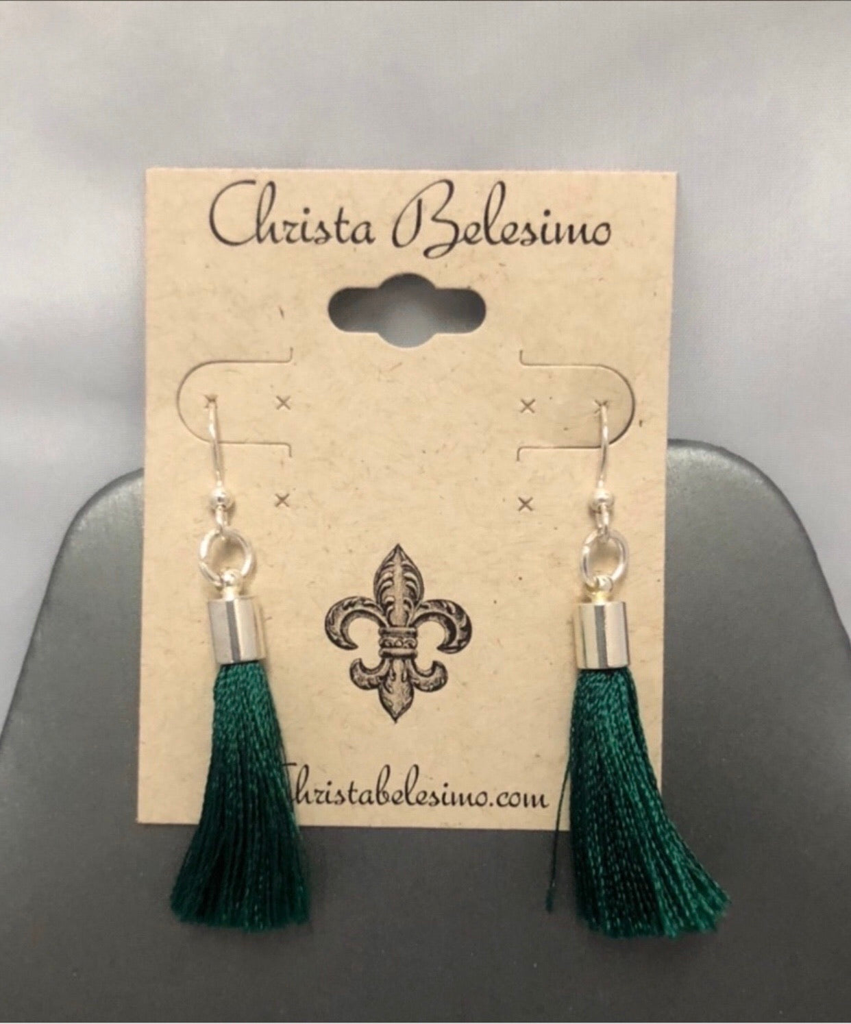 Green Silk Tassel Earring